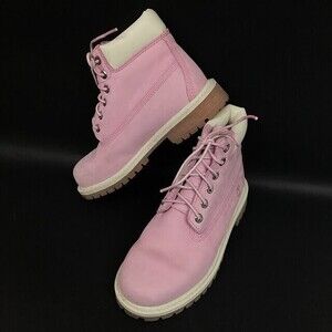 Timberland -Girl Sz 2 -Pale Pink Leather Work/Combat Boots -Primaloft 200- A13U3